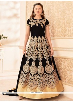 Gauhar Khan Black Faux Georgette Floor Length Anarkali Suit