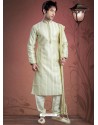 Festive Cream Art Silk Kurta Pajama