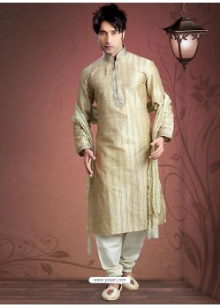 Charming Cream Jacquard Readymade Kurta