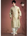 Charming Cream Jacquard Readymade Kurta