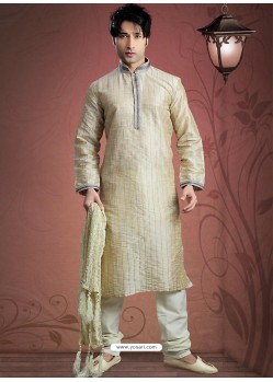 Enchanting Beige Jacquard Readymade Kurta