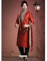 Smashing Red Raglan Sleeves Readymade Kurta