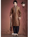 Flattering Brown Jacquard Kurta Pajama