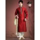 Attaining Maroon Jacquard Kurta