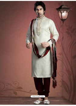 Incredible Cream Readymade Kurta Pajama