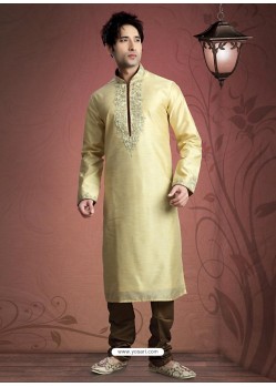 Astonishing Cream Jacquard Readymade Kurta