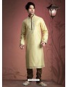 Astonishing Cream Jacquard Readymade Kurta