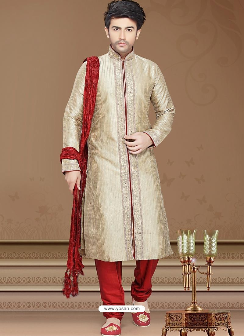 Buy Flattering Beige Art Silk Readymade Kurta For Eid | Kurta Pajama