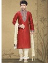 Perfect Maroon Art Silk Readymade Kurta