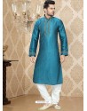 Traditional Raglan Sleeves Blue Readymade Kurta