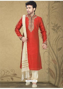 Charming Red Men's Readymade Kurta