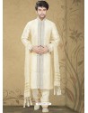 Men's Cream Art Silk Readymade Kurta