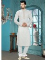 Men's Grey Cotton Silk Readymade Kurta