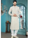 Flattering White Cotton Silk Readymade Kurta