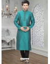 Enchanting Blue Jacquard Readymade Kurta