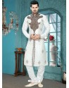 Demure White Art Silk Readymade Kurta