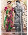 Brilliant Multi Colour Patch Border Work Designer Traditional Saree