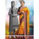 Resplendent Art Silk Mustard Patch Border Work Designer Traditional Saree