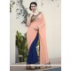 Modish Navy Blue And Peach Designer Half N Half Saree