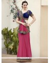 Beckoning Navy Blue And Pink Faux Georgette Classic Designer Saree