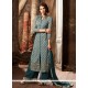 Savory Grey Embroidered Work Faux Georgette Designer Palazzo Suit