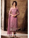 Savory Faux Georgette Rose Pink Designer Straight Suit