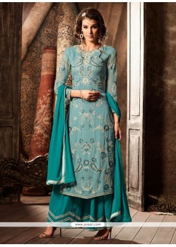 Spellbinding Faux Georgette Embroidered Work Designer Palazzo Suit