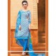 Aristocratic Blue Print Work Churidar Suit