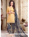 Lace Cotton Punjabi Suit In Beige