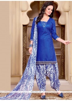Radiant Cotton Blue Punjabi Suit