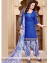 Radiant Cotton Blue Punjabi Suit