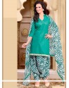 Staring Print Work Cotton Sea Green Punjabi Suit