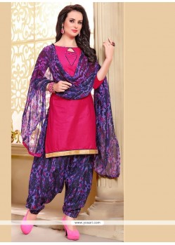 Auspicious Hot Pink Lace Work Punjabi Suit