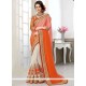 Specialised Faux Chiffon Orange And White Half N Half Trendy Saree