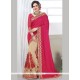 Eye-catchy Net Beige And Hot Pink Half N Half Trendy Saree