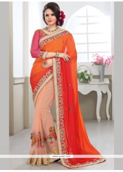 Auspicious Net Patch Border Work Half N Half Trendy Saree