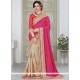 Affectionate Beige And Pink Patch Border Work Fancy Fabric Half N Half Designer Saree