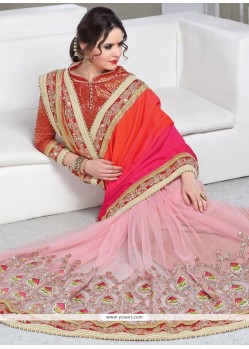 Charismatic Art Silk Pink Half N Half Trendy Saree