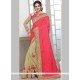 Modest Patch Border Work Beige And Rose Pink Half N Half Saree