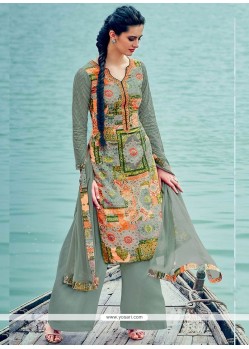 Print Cotton Palazzo Suit In Green