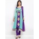 Patch Border Faux Georgette Readymade Suit In Blue And Purple
