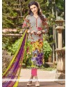 Aspiring Print Work Cotton Pant Style Suit