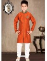 Traditional Orange Art Silk Sherwani