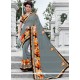 Embroidered Faux Georgette Classic Saree In Grey