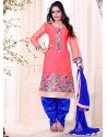Pink And Blue Cotton Pakistani Suits