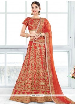 Orange Embroidered Work Lehenga Choli