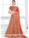 Orange Embroidered Work Lehenga Choli