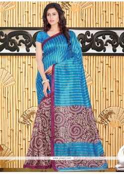 Glossy Bhagalpuri Silk Blue Casual Saree