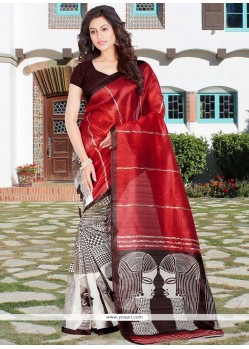 Subtle Print Work Multi Colour Bhagalpuri Silk Casual Saree