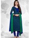 Blue And Green Cotton Churidar Suit